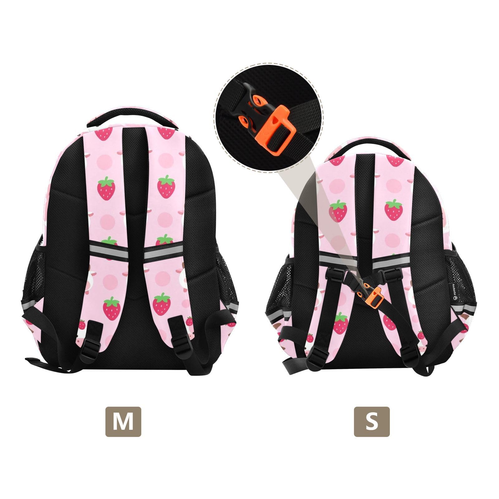 KLL Plecak na co dzień dla dzieci nastolatków nastolatków torby szkolne nastolatki dzieci plecak podróżny kawaii styl truskawkowy krowa różowy