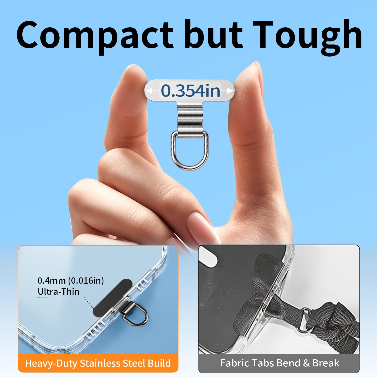 Amazon.com: saxsion Phone Charm Holder, Mini Metal Tether Tab - Ultra Thin  Stainless Steel Lanyard Patch for iPhone, Universal Wrist Strap & Crossbody  Lanyard Clip (Black+Black) : Cell Phones & Accessories