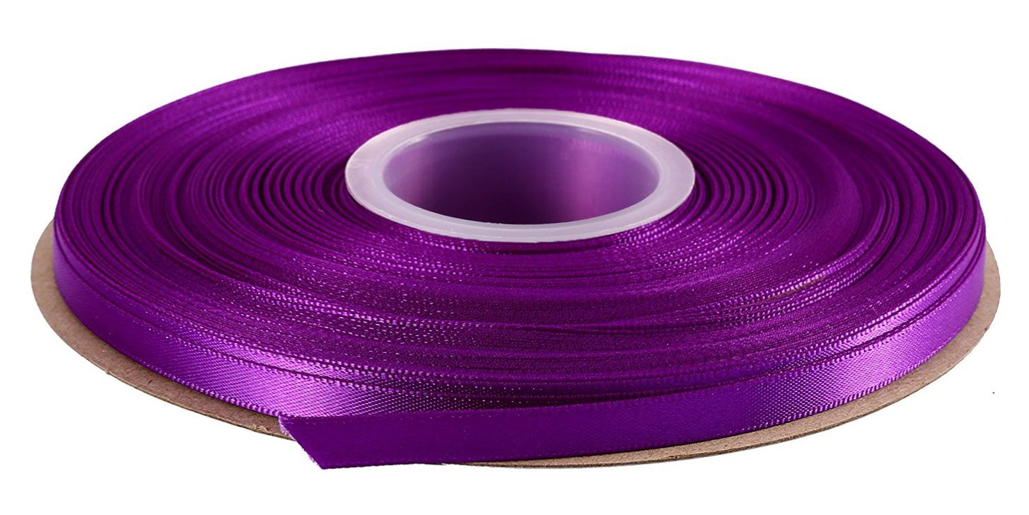 Duoqu 1/4 inch Wide Double Face Satin Ribbon 50 Yards Purple