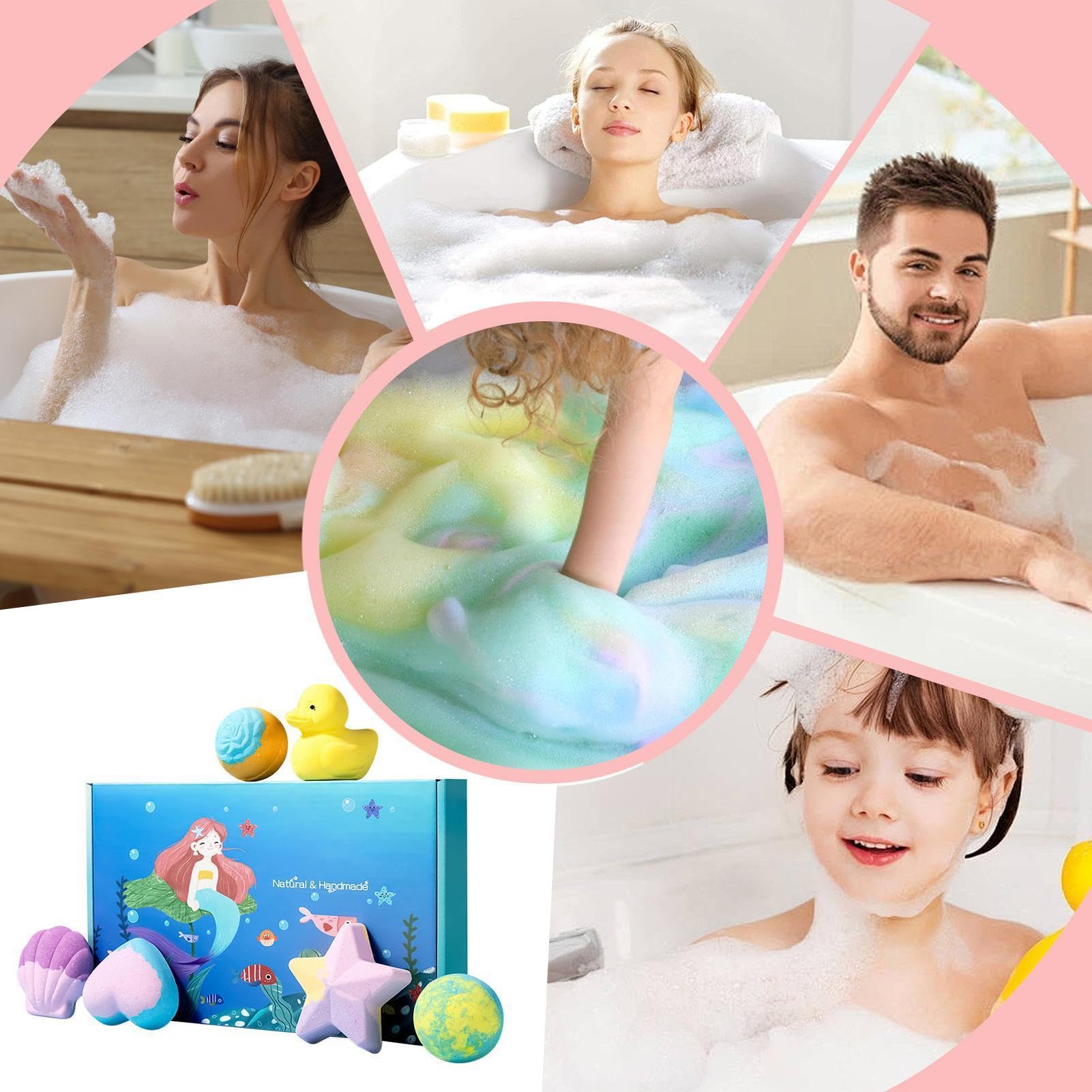 Bubble Shower Ball 6 sztuk bąbelkowa sól do kąpieli relaksacyjnej, środek do czyszczenia ciała z odżywczą formułą w skórze, bomba łazienkowa do domu, hotelu,