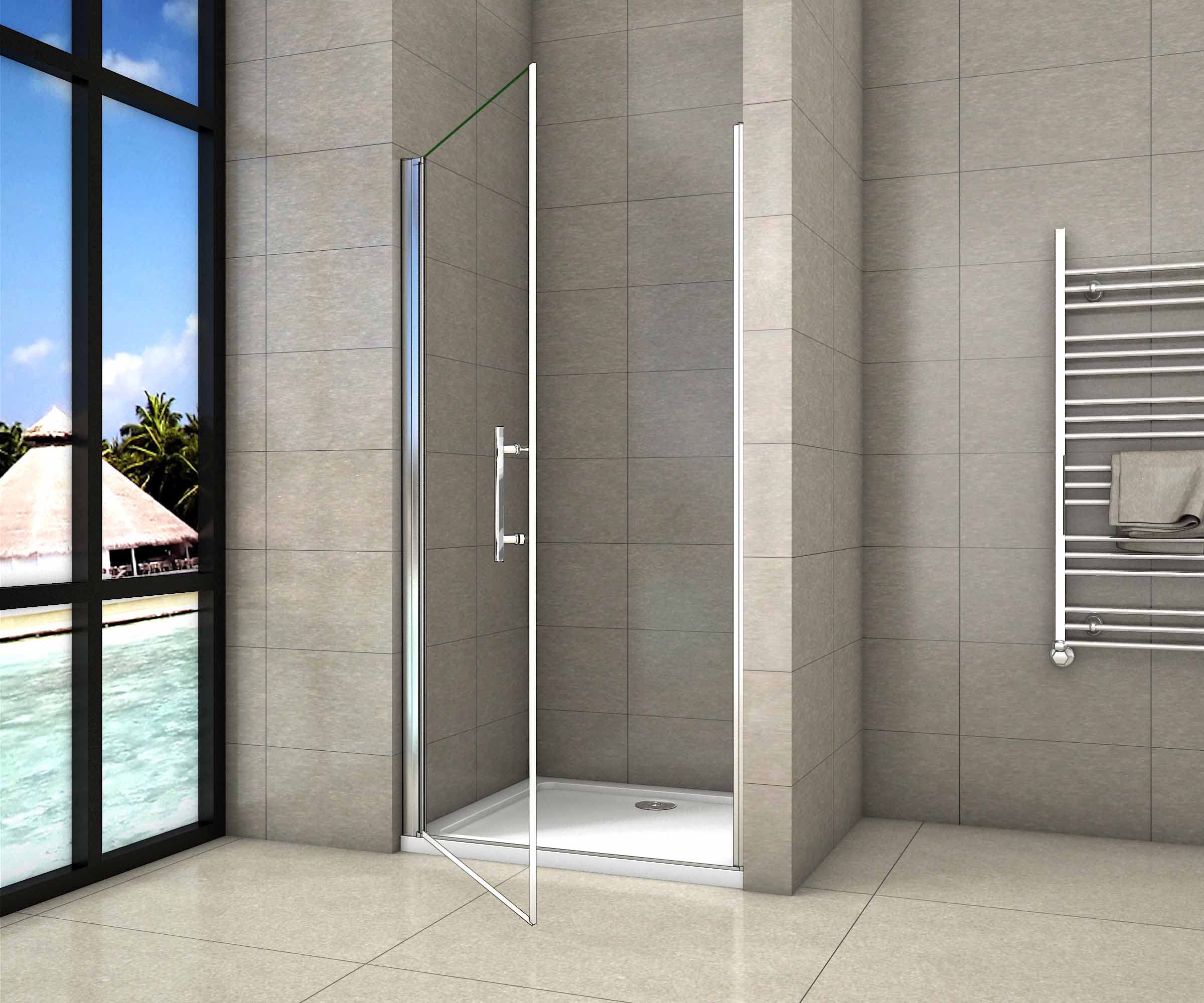 AICA porte de douche pivotante 70x180cm en 6mm verre anticalcaire porte de douche Hauteur 180cm Installation en niche