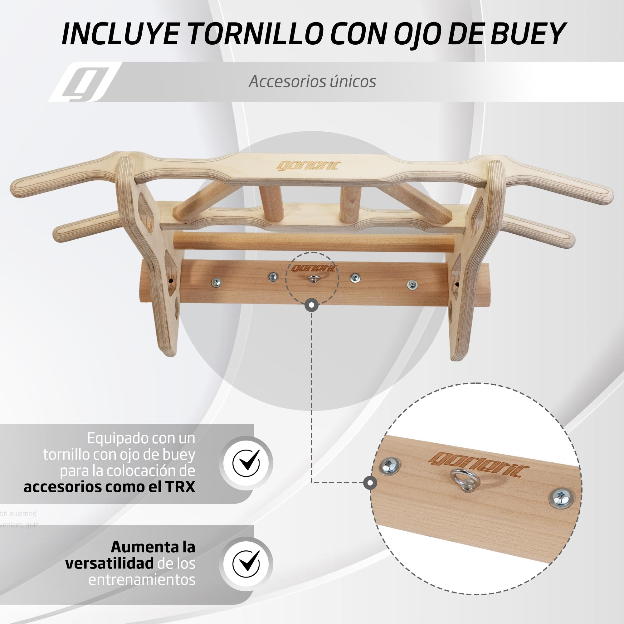 Barre De Traction En Bois Réglable 5 Niveaux - Largeur Max 117 Cm, Charge 100 Kg - Pour Porte, Mur, Exercices Poids Du Corps