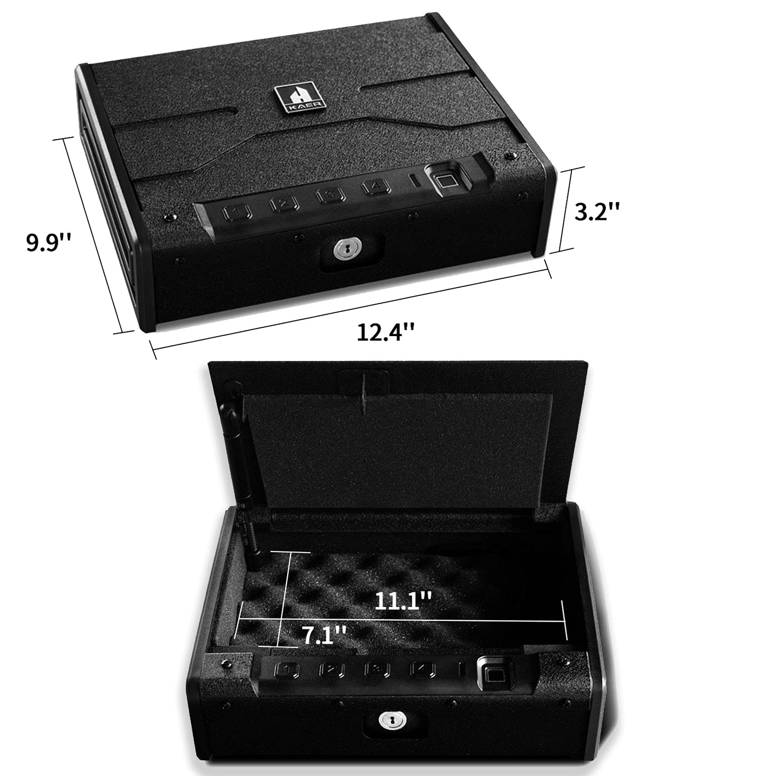 KAER Gun Safes for Pistols Quick Access Pistol Lock Box for Car with