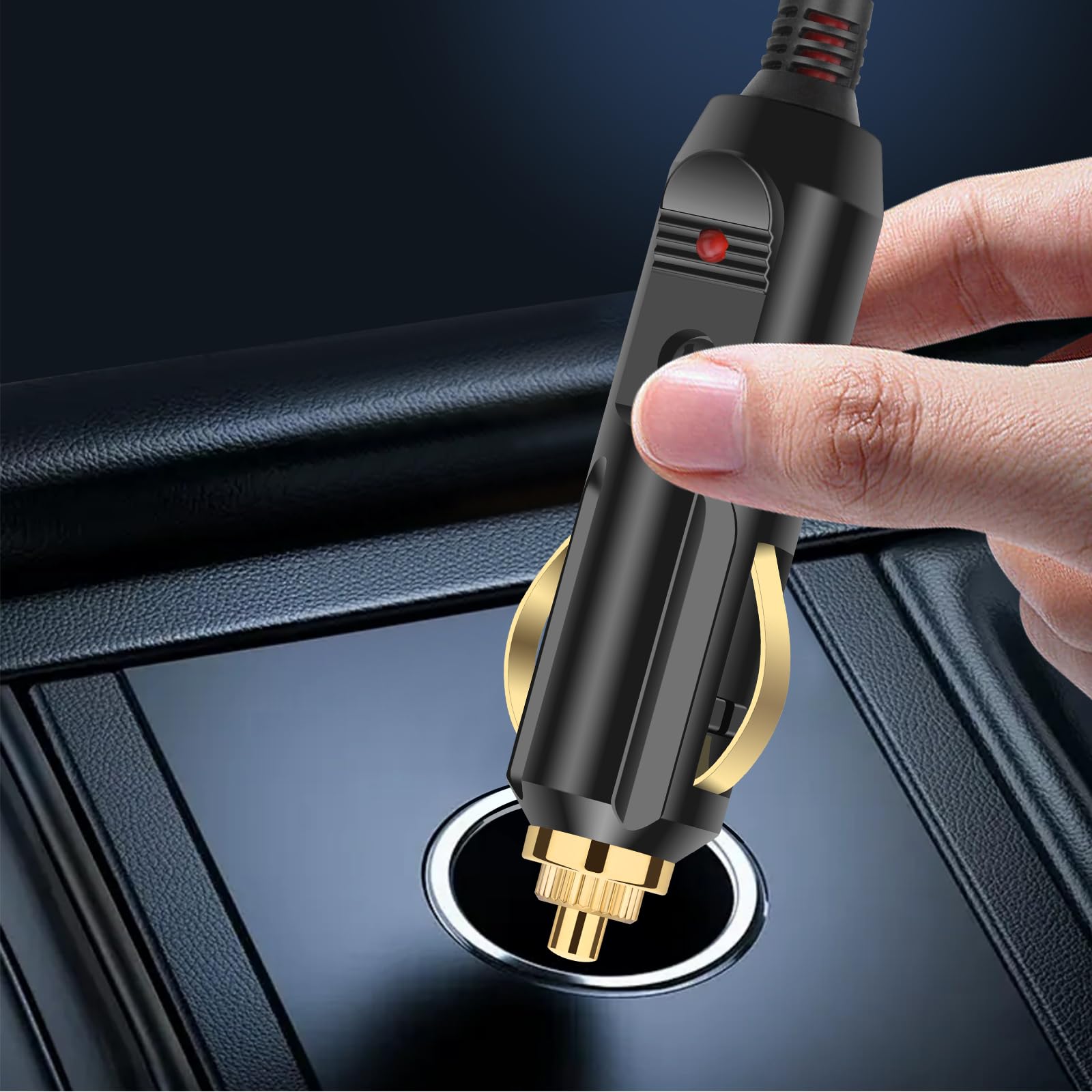 Adattatore Accendisigari Auto 12V-24V Con Cavo 2m E Morsetti A Occhiello, Fusibile 20A E LED