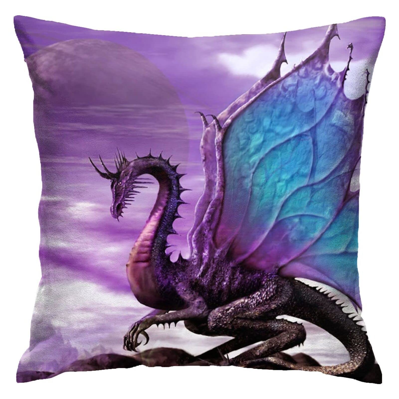 HUYGD Pillow Cover DragonPurple 45X45Cm Throw Pillow Cover Luxury Pillowcase Soft Pillow Case For Bedroom Housewarming Gift Office