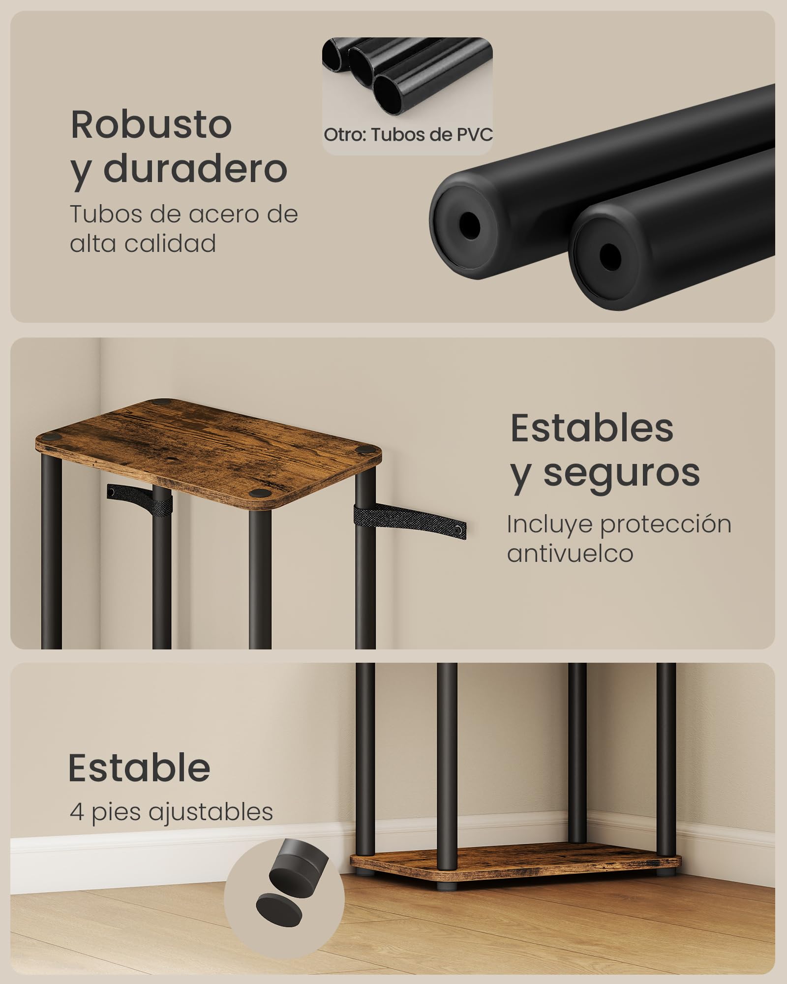 VASAGLE Montaje Súper Rápido sin Herramientas, Estantería de Almacenamiento de 6 Niveles, 23,8 x 38 x 173,4 cm, para Salón, Dormitorio, Cocina, Marrón Rústico y Negro Tinta LLS136K01