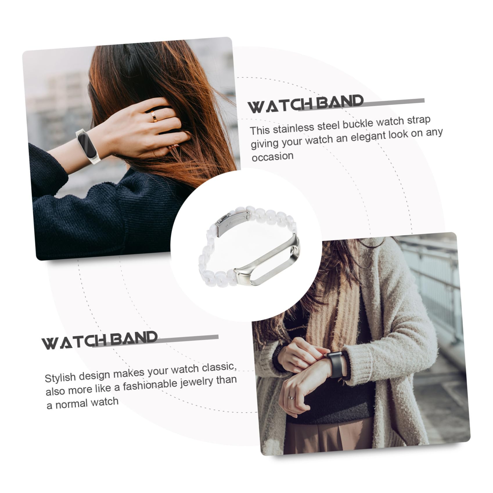 OSALADI Mi 5 6 Bracelet Bracelet Bracelet Montre Bracelet Montre Bracelet Bracelets De Montres Bande 5/6 Bracelet De Remplacement Bande Smartwatch Résine Acier Inoxydable