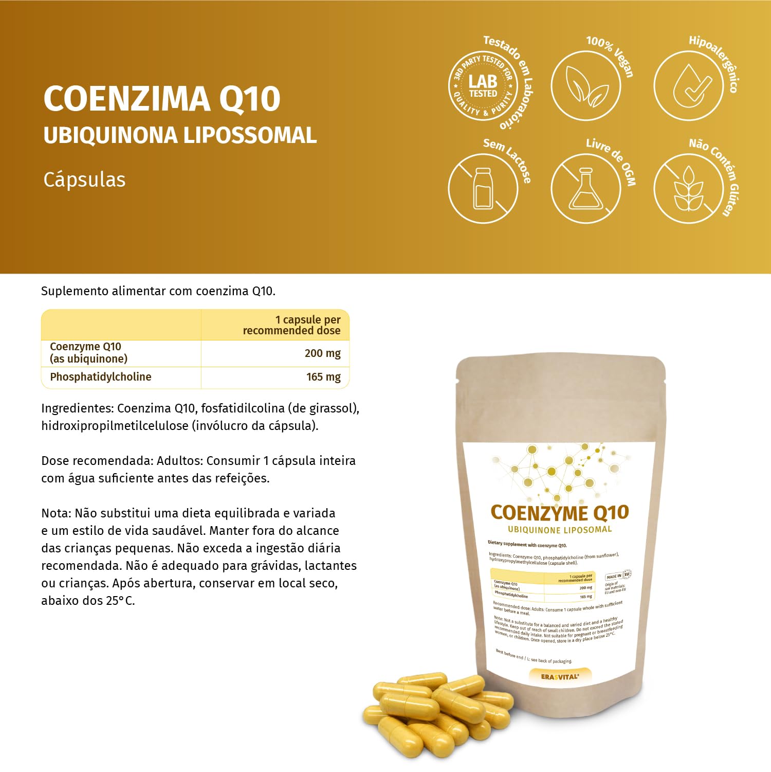 Coenzima Q10 Liposomal 200 mg por cápsula 360 cápsulas 12 meses de existencia