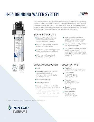 Miniatura 6 de Pentair Everpure H-54 - Cartucho de repuesto de cambio rápido, EV925268, certificado NSF para reducir el plomo, para uso en el sistema de agua