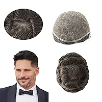 Vista 20 de Toupee para hombres, piezas de cabello humano, sistema de reemplazo de cabello Reak, cabello ondulado de encaje suizo natural #1B30