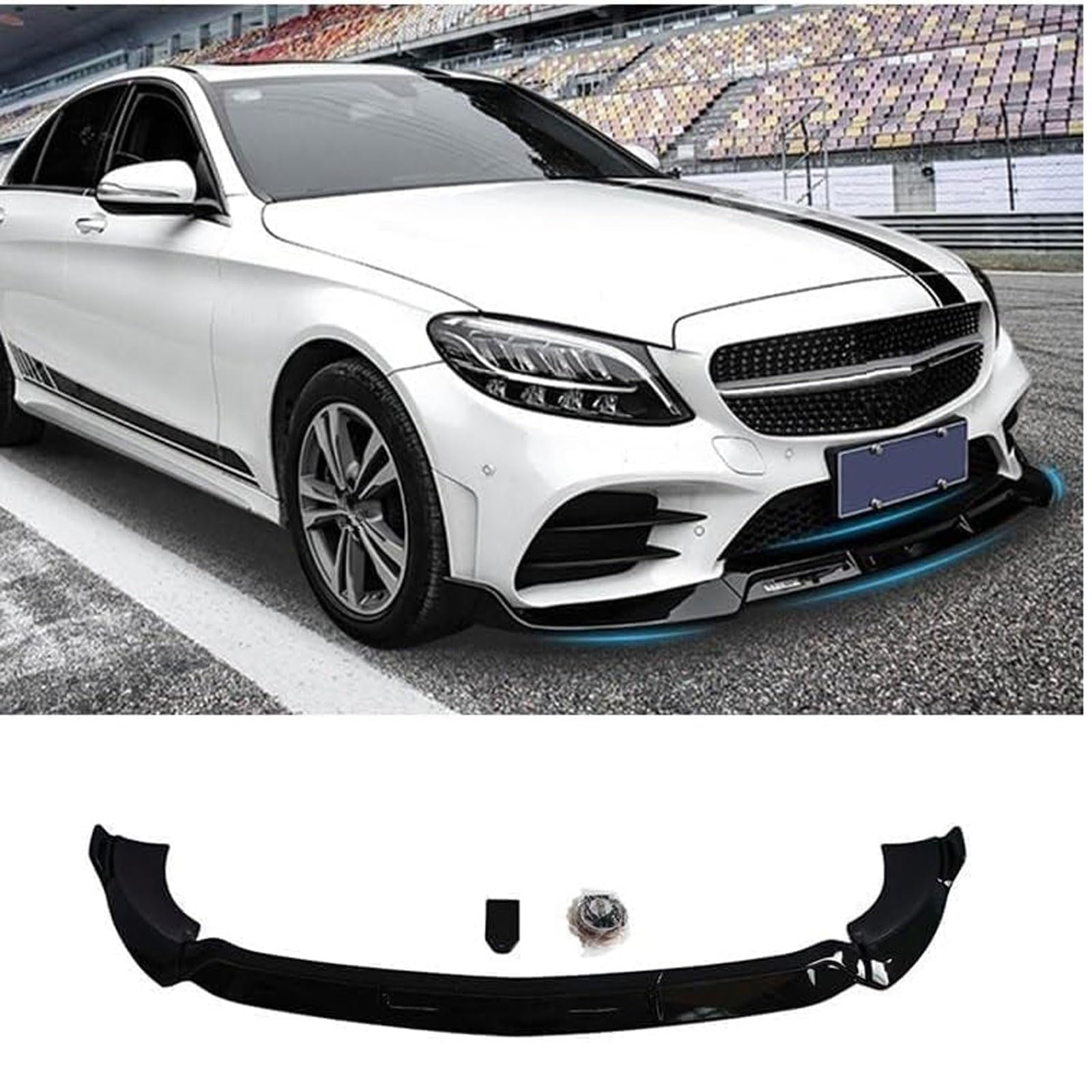 Becquets avant pour Benz Classe E W213 (2016-2019) spoiler de lèvre noir