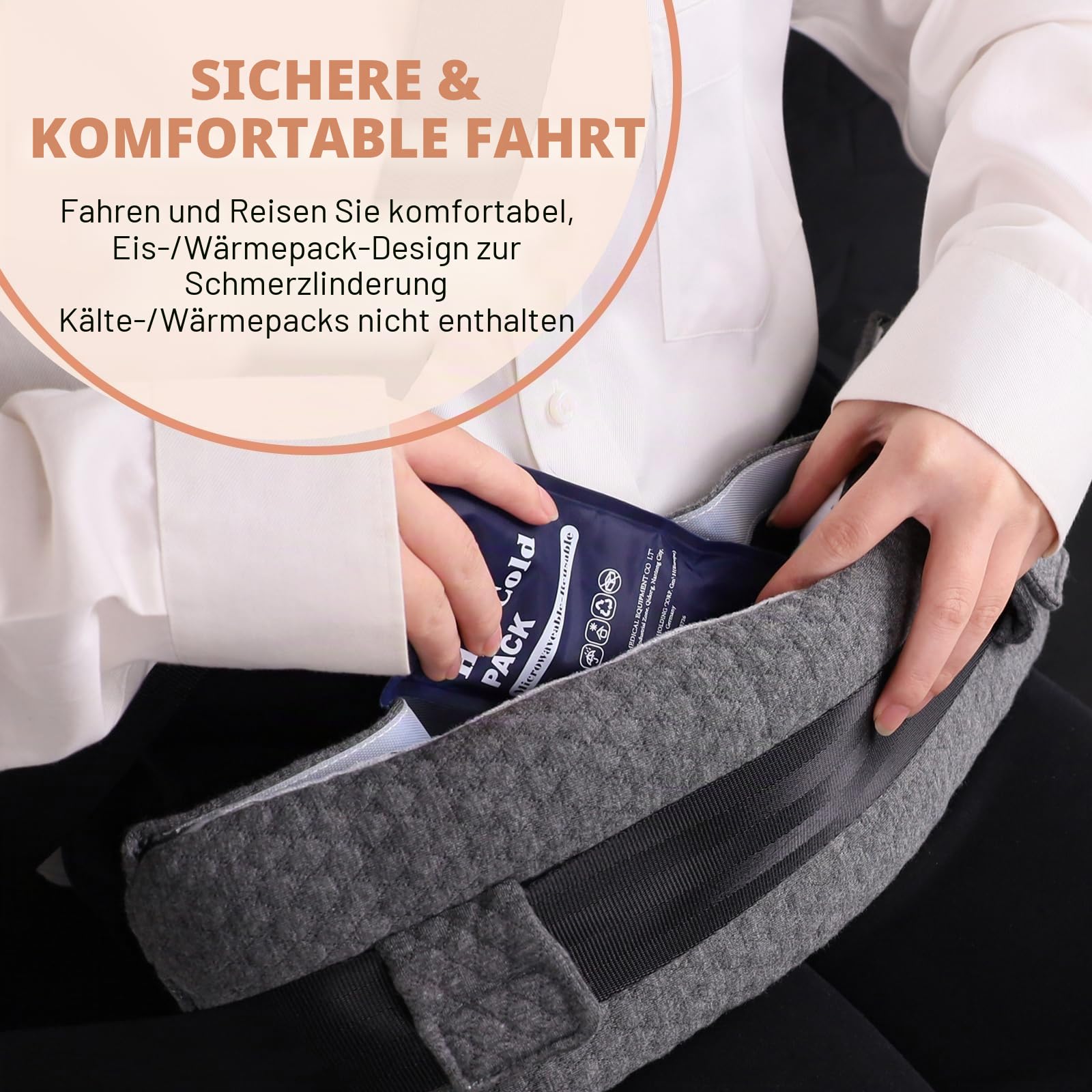 Sicherheitsgurtkissen für Mastektomie nach Operationen, Herzchirurgie, Stützkissen für Brust, Chemo, Port, Herzschrittmacher, Bypass-Hysterektomie, Genesungsgeschenke für Frauen (dunkelgrau)
