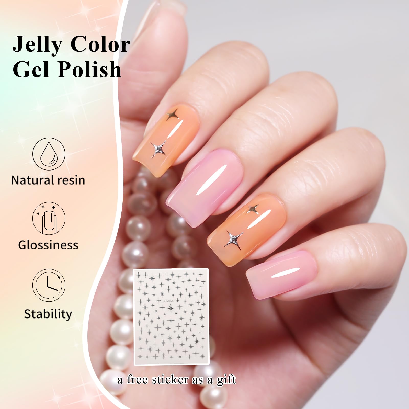 Firedeep Set Smalto Gel 10ml Senza HEMA 6 Colori Puri Jelly Nudo Rosa Beige Neutro Soak Off LED UV Manicure per Salone e Nail Art​