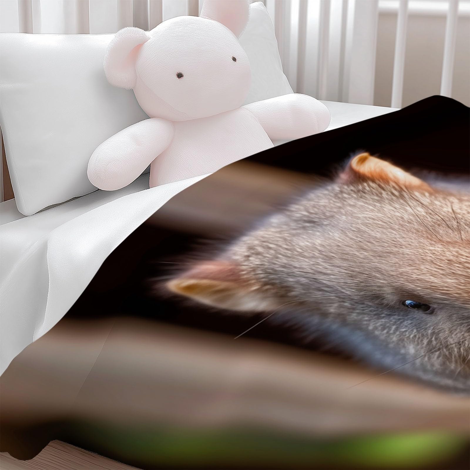 wohndecke Niedlicher Cartoon-Wombat, Super Weiche Gemütliche Warme Flanell-Wurfdecke, leichte dekorative Klimaanlagen-Decke, Sofa Couch Wohnzimmerdekoration für Erwachsene Kinder Büro 150 x 200 cm