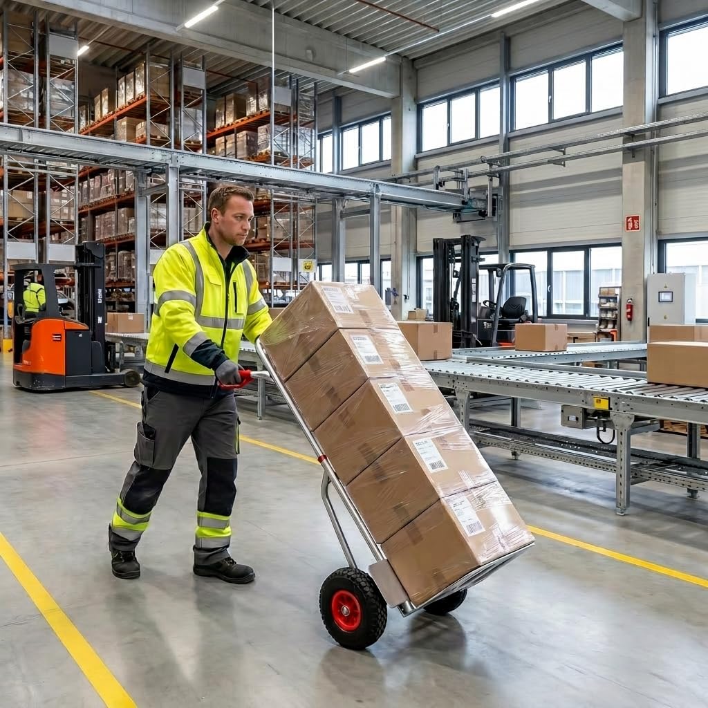 Sackkarre klappbar 200kg Traglast - Hochwertiger Stahl ergonomischer Transportwagen für Lager,Umzüge und Getränkekisten - XL Schaufel,Sicherheitsgriffe,luftbefüllte Reifen - Silver