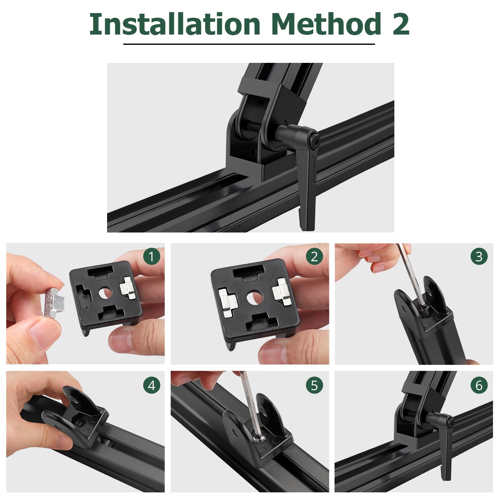 JiGiU Giunto angolare nero regolabile per profilo in alluminio 3030, 8 mm, con leva di serraggio, cerniera flessibile, materiale di fissaggio per parti della stampante 3D, progetti fai da te (4 pezzi)