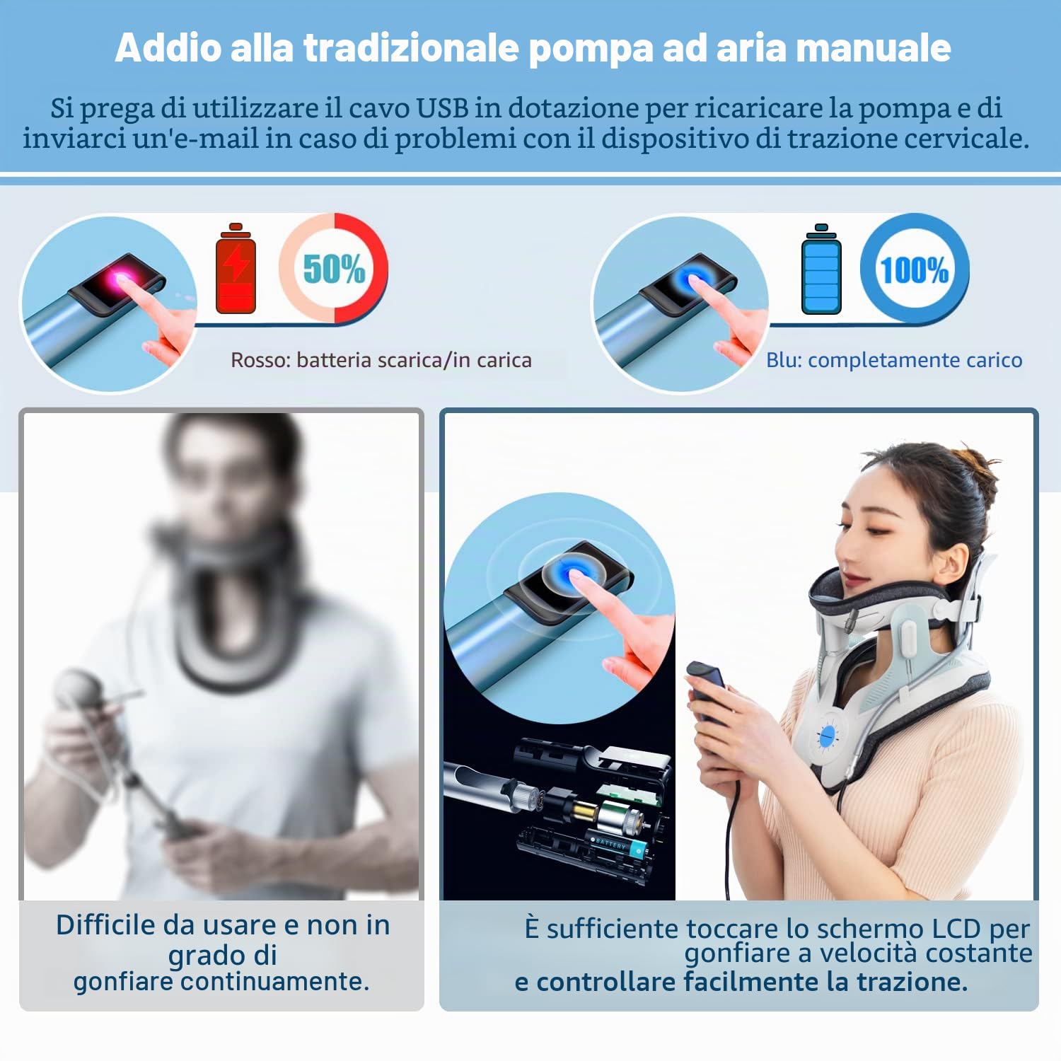 Holdsound Dispositivo Di Trazione Cervicale, Un Regolabile Elettrico Traction Cervicale Dispositivo, Facile Da Usare, Utilizzato In Piedi, Seduto o Lavorando In Ufficio