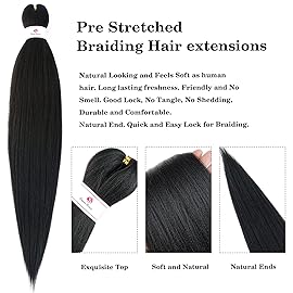Pre-stretched Braids Hair 26 Inch 8 Packs Professional Itch Free Hot Water Setting Synthetic Fiber Ombre Yaki Texture Braid Hair Extensions 1B