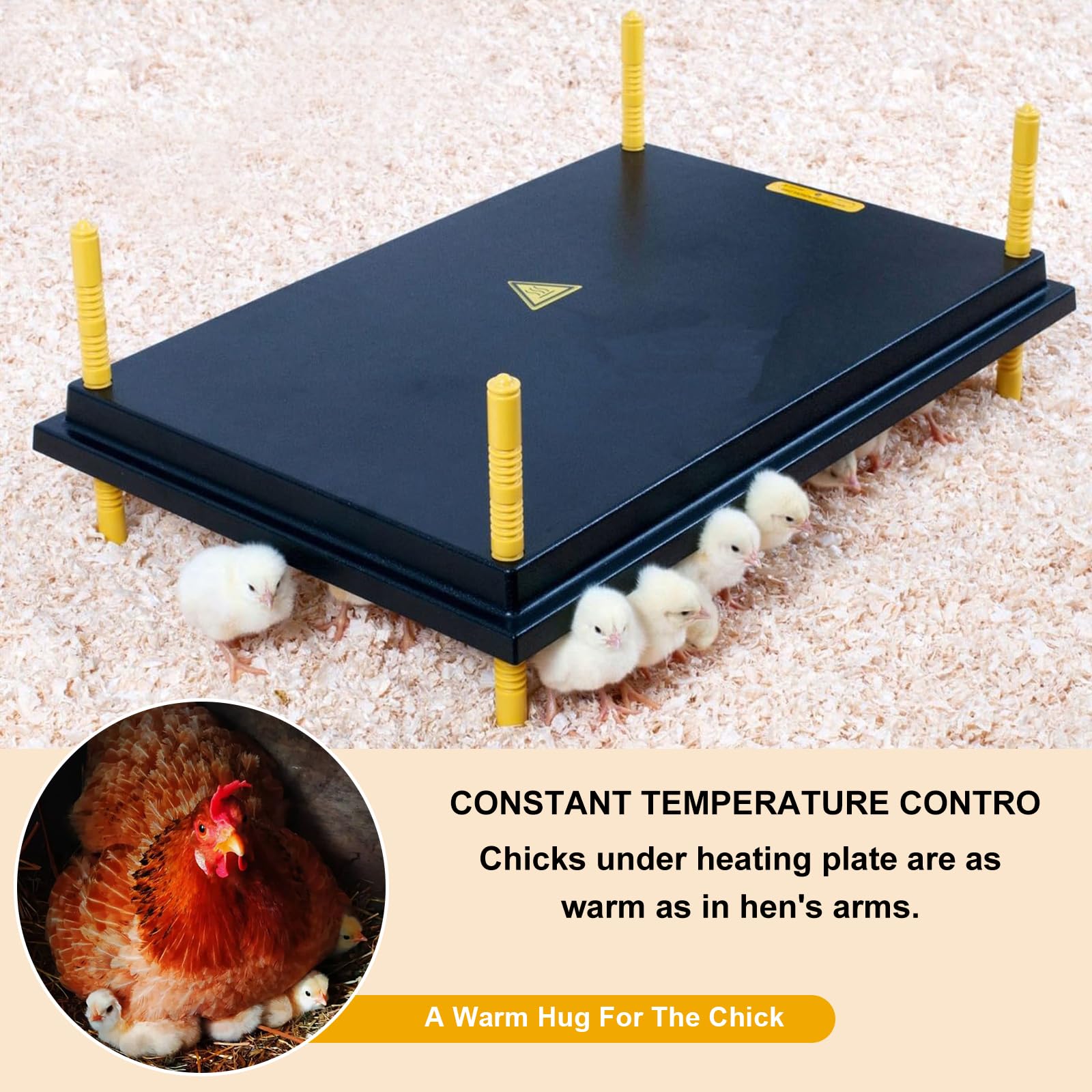 Produktbild von CISSIYOG Kükenheizplatte 25x25 Cm – Höhen- Und Winkelverstellbar, Für 15 Küken, Konstante 38–52°C, Inkl. Anleitung