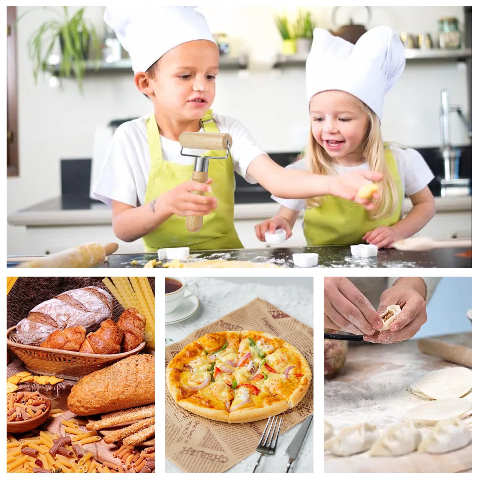 Rouleau Patisserie Rouleaux à Pâtisserie RoxNvm - 2 Pièces Bois Petit Et Moyen - Pour Pâte à Pizza, Cookies, Quenelles Rouleau Patisserie Ajustable