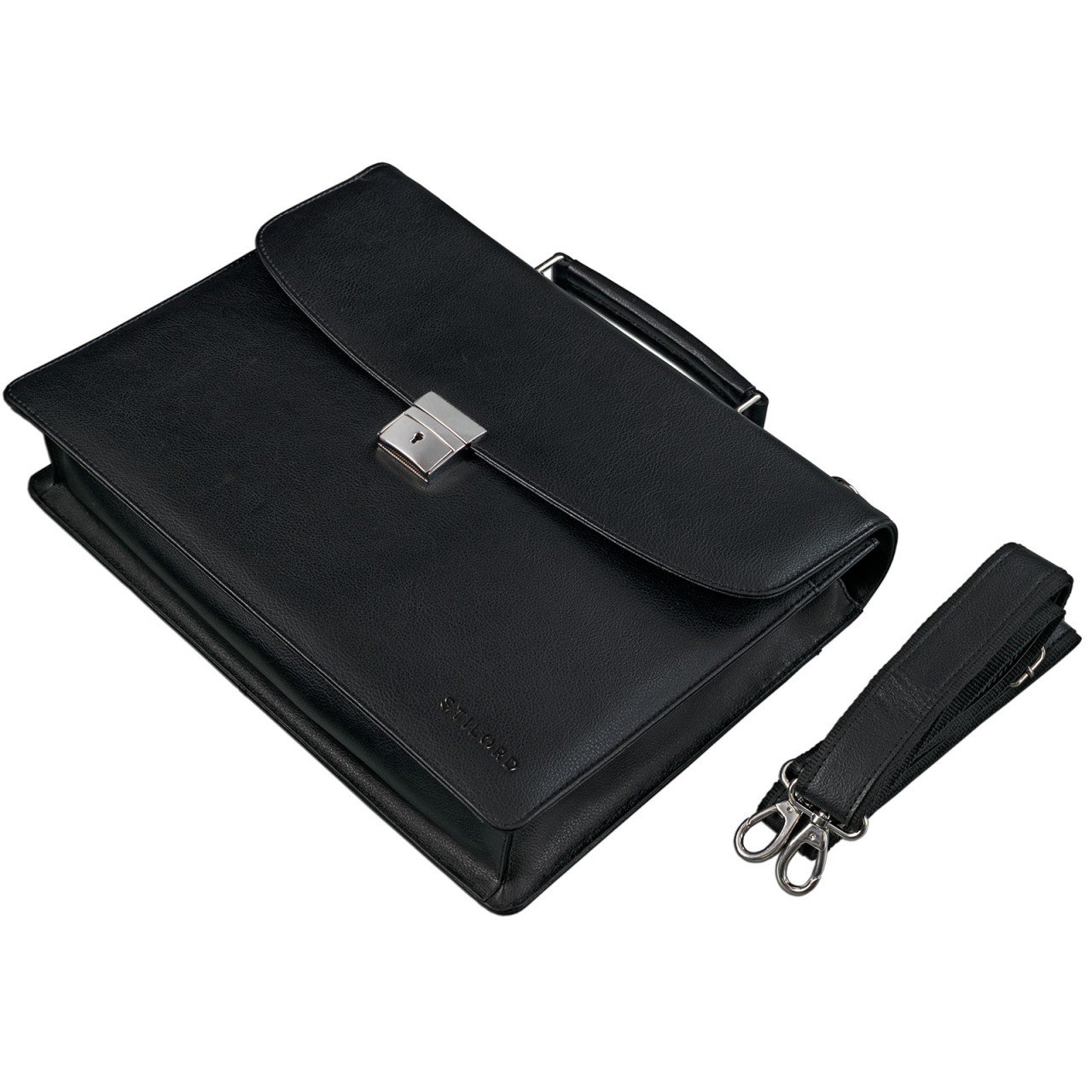 STILORD 'Jonathan' Elegante Aktentasche klassische Büro Business Schultertasche groß 15,6 Zoll mit Schloss Rinds Leder schwarz