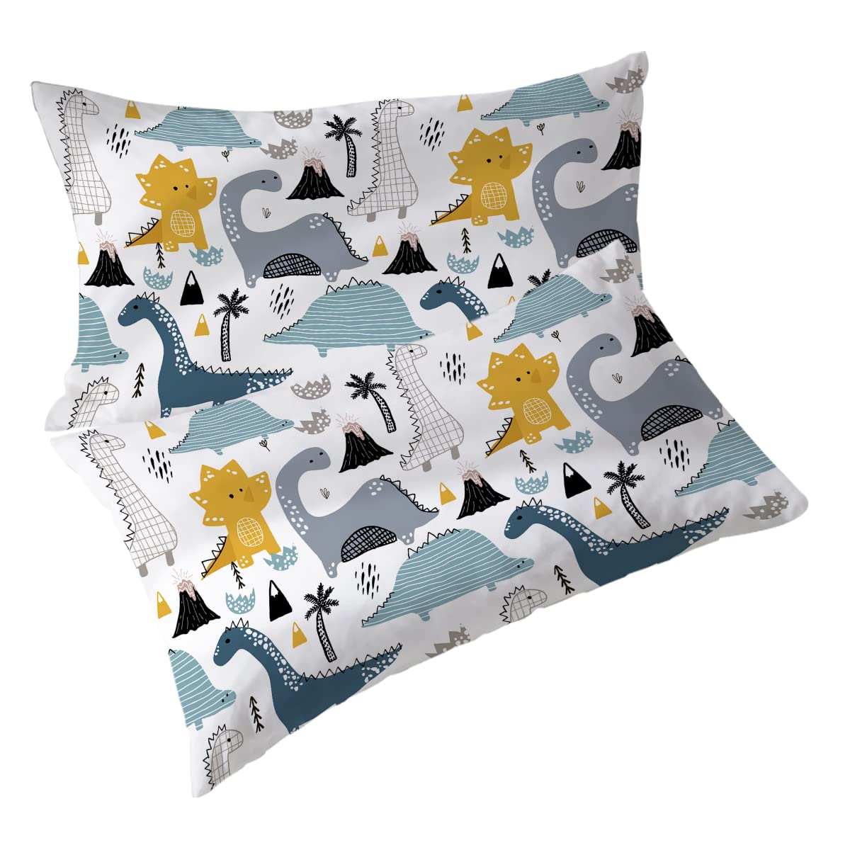 BlessLiving Dinosaur Pillow Cover Set of 2 Colorful Dinosaur Pillowcase Cartoon Dino Pillow Case for Room Bedroom Sofa Chair Car, Queen