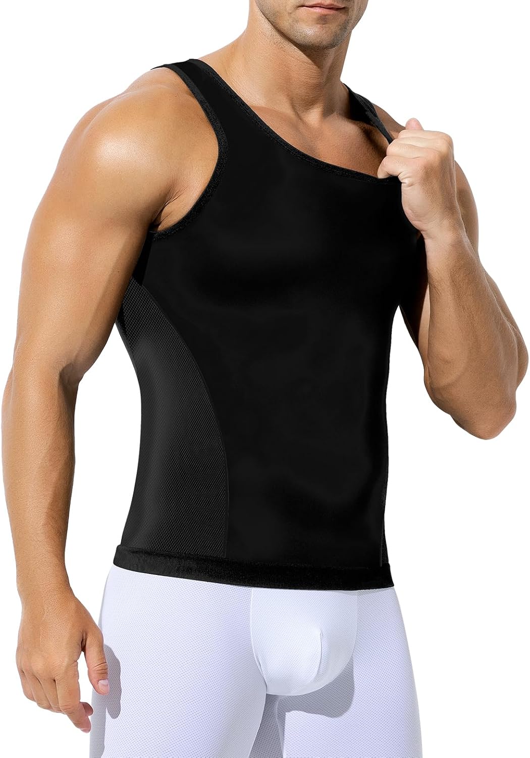 Men's Compression Tank Top Undershirts Slimming Body Shaper Vest Workout Shapewear - Image 4