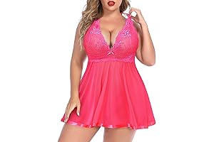 Women's Plus Size Exotic Chemise with Sheer Lace Details