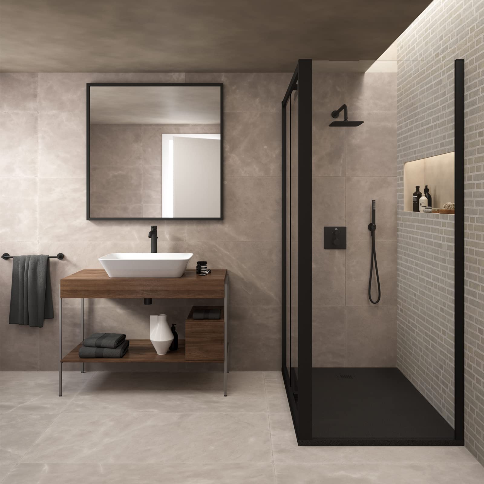 Ideal Standard - Sifone lineare per lavabo, Nero Seta