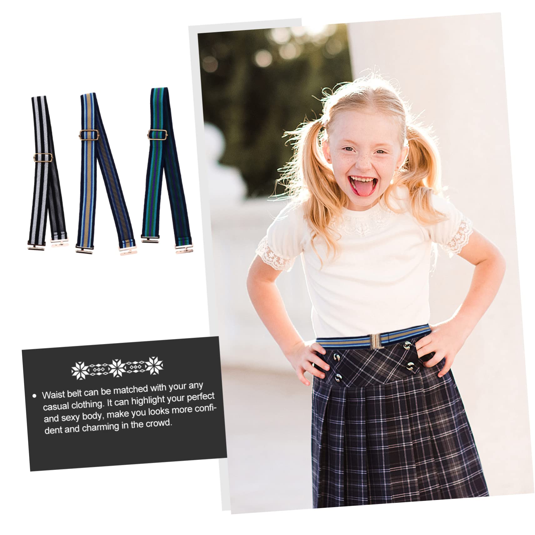 LIFKOME 3juegos Cinturones Elásticos Para Niño Ajustables Aleatorios Para Ropa Escolar y Casual Adecuados Para Niño y