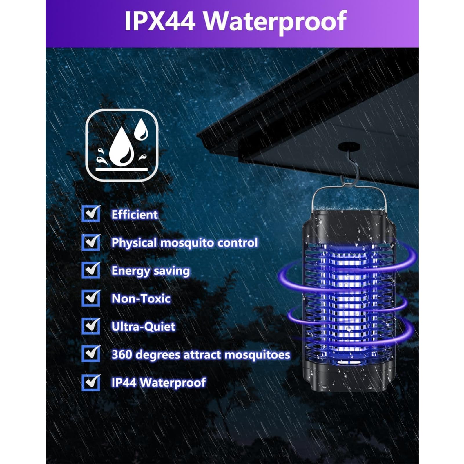 Outdoor Indoor Bug Zapper Elektryczna pułapka na komary Wodoodporna do domu podwórka Ogród Patio Kemping