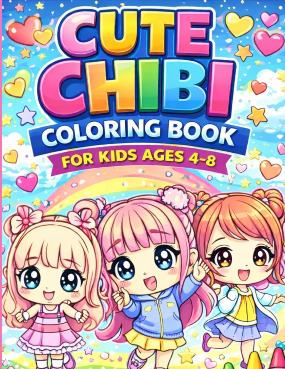 Fun & Easy Chibi Coloring Book for Kids Ages 4–8: Easy and Fun Kawaii Chibi Coloring Pages with Cute Characters, Animals and Fantasy Scenes