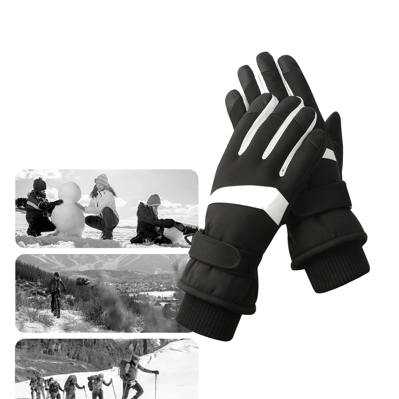 Tuygn Warm Ski Gloves for Female Water Proof Winter Activity Insulated Gloves for Mountain Climbing Thicken Fleece Hand Warmer(A)