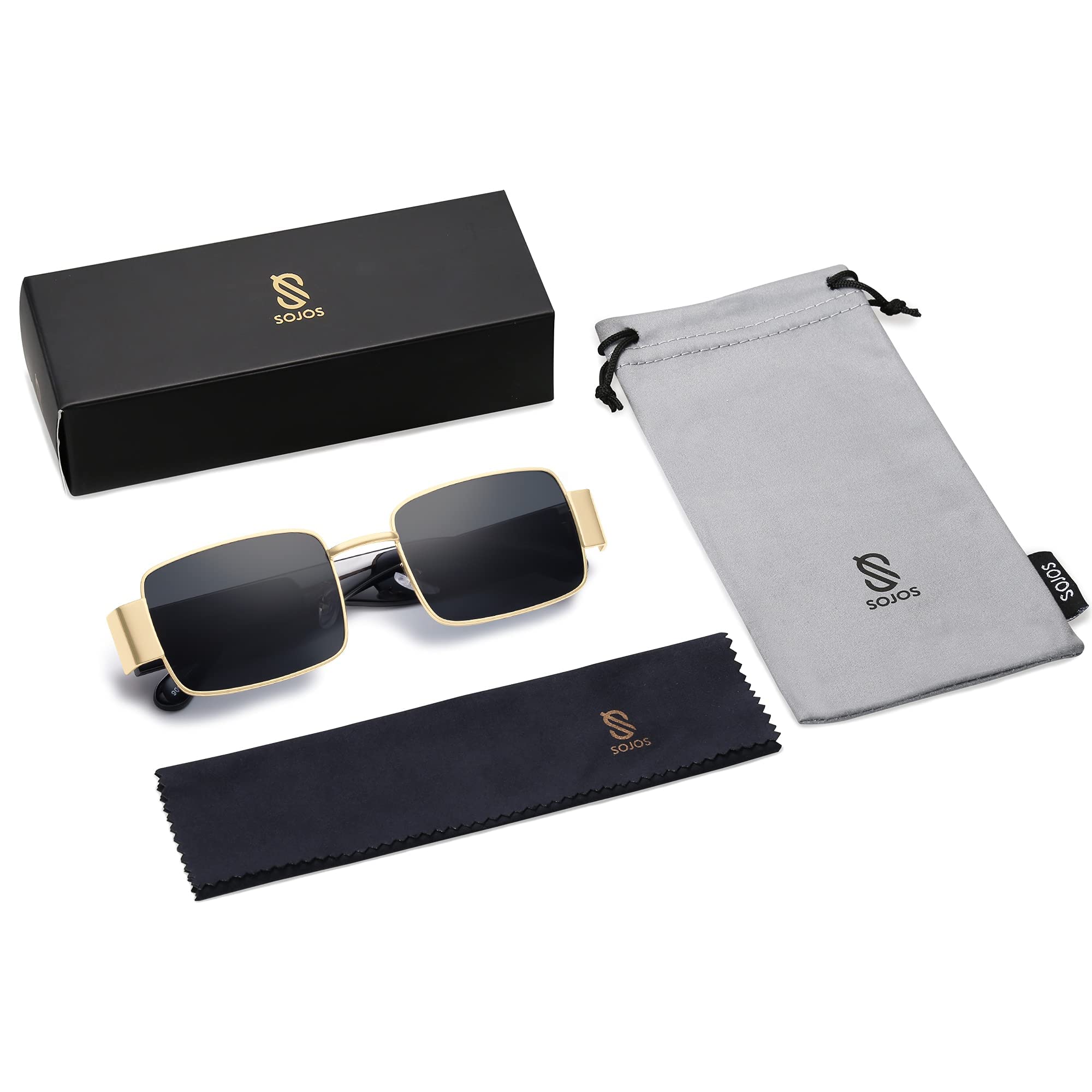 SOJOS Retro Fashion Rectangle Sunglasses Womens Mens Vintage Trendy Square Shades SJ1162