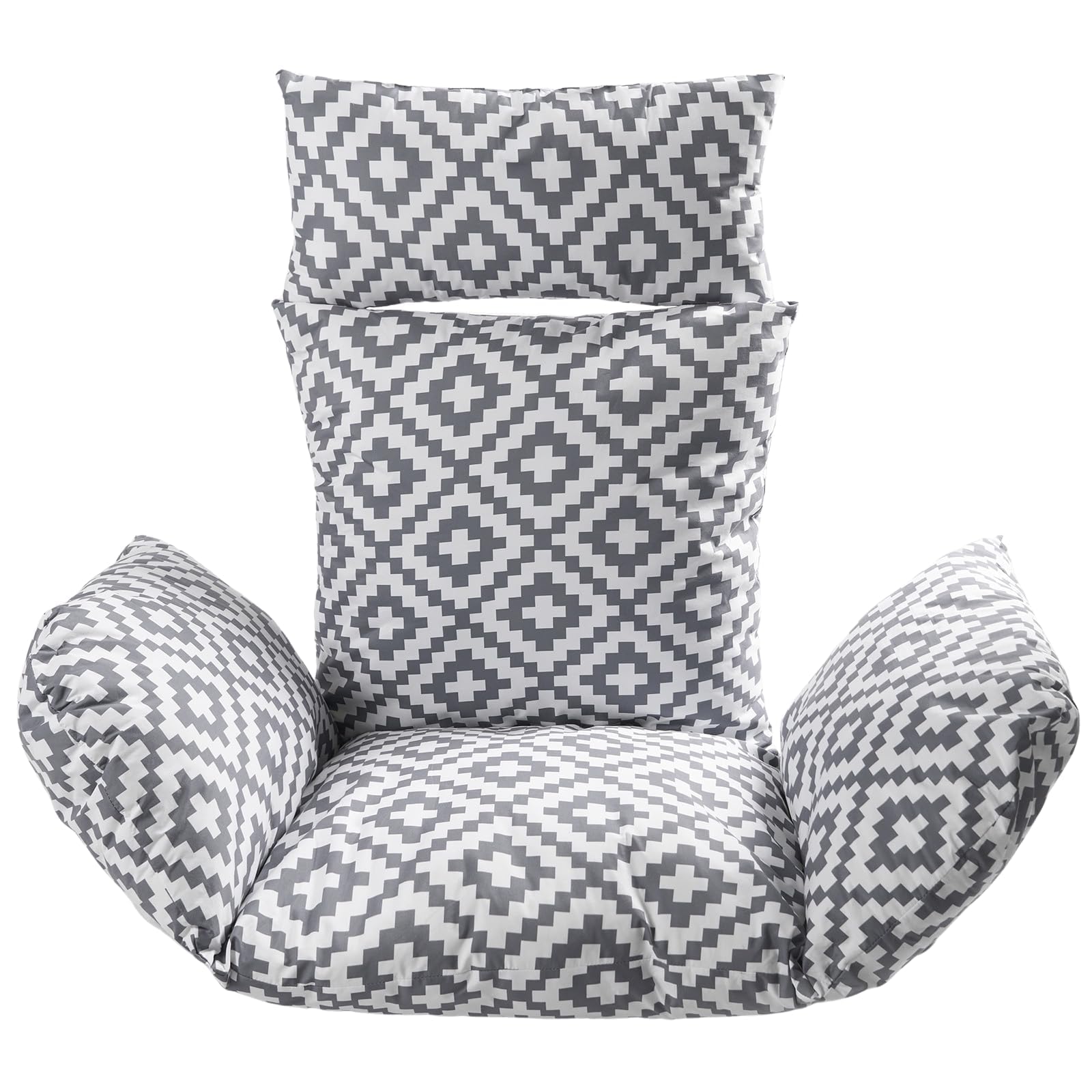 Ohs Unisex Light Grey Egg Chair Cushion Large Headrest Pillow Outdoor Garden Water Resistant In