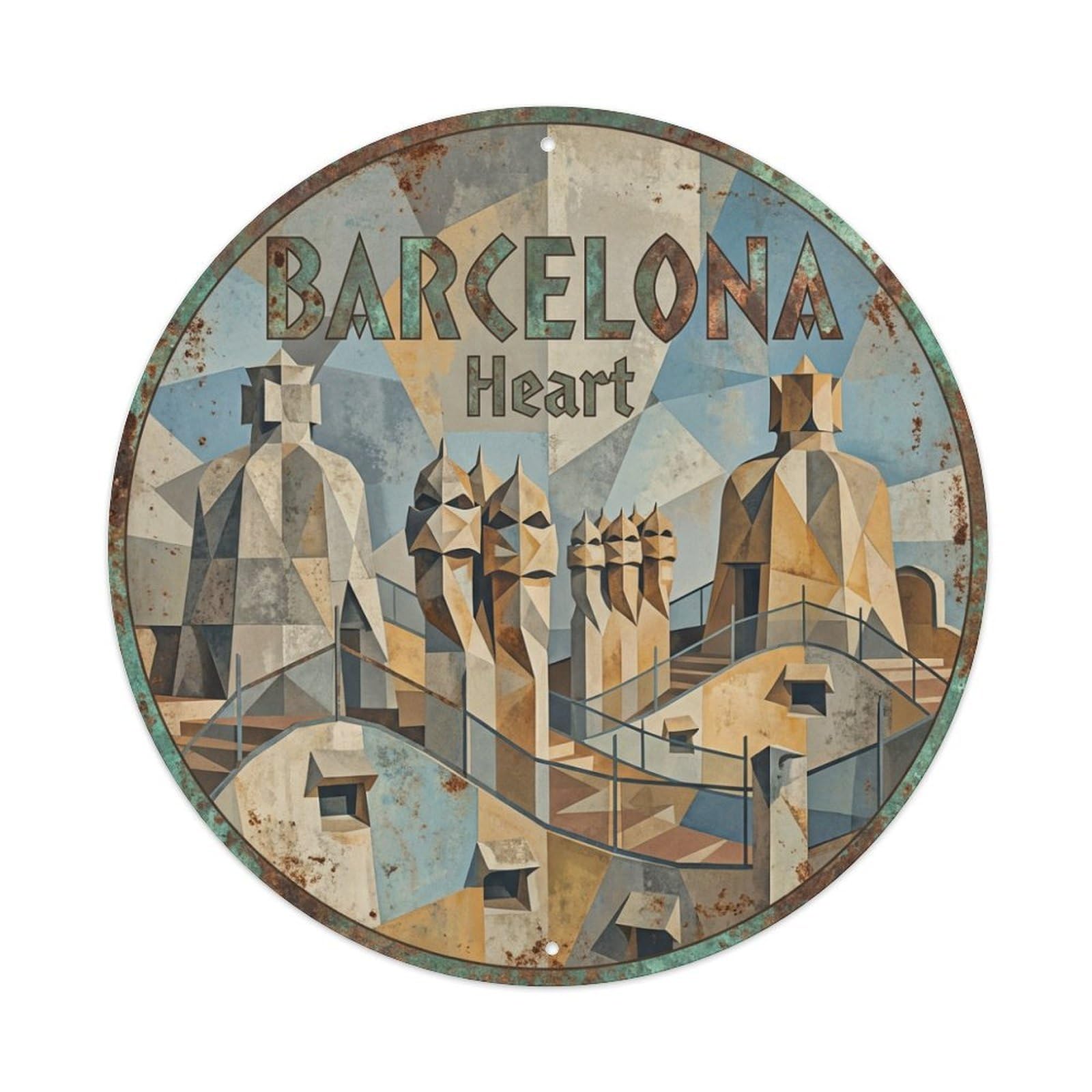 Fqnyr Style Metal Tin Sign Vintage Travel Barcelona Spain Soul 3