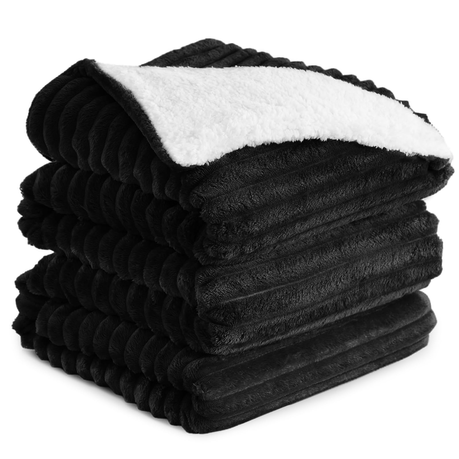 RUIKASI Sherpa Blanket Throw for Bed Fleece Blanket, 200x240 cm Black