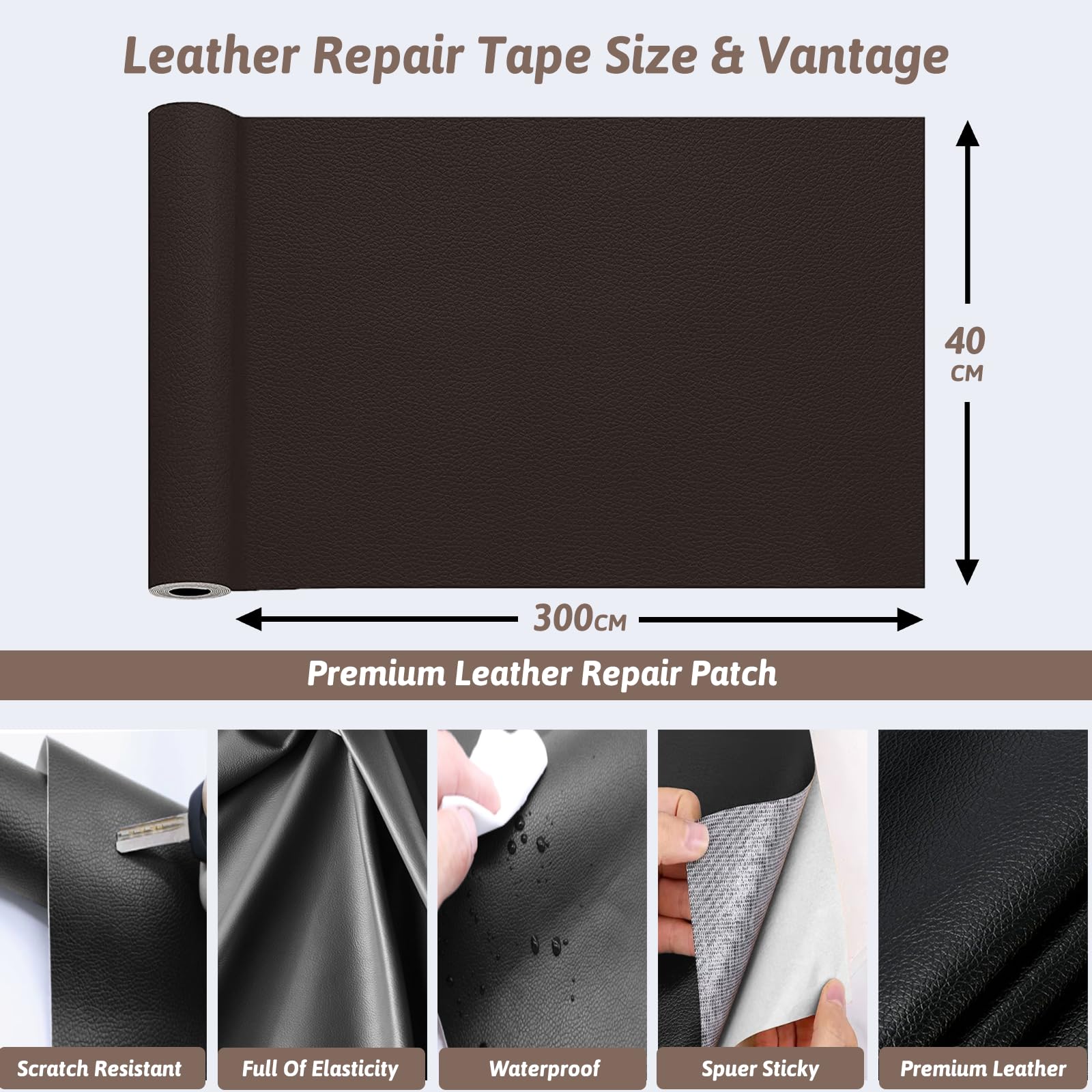 Patch Cuir Autocollant Réparation 40×120 Cm Gingembre – Kit Cuir Synthétique Canapé, Voiture, Sac, Meuble