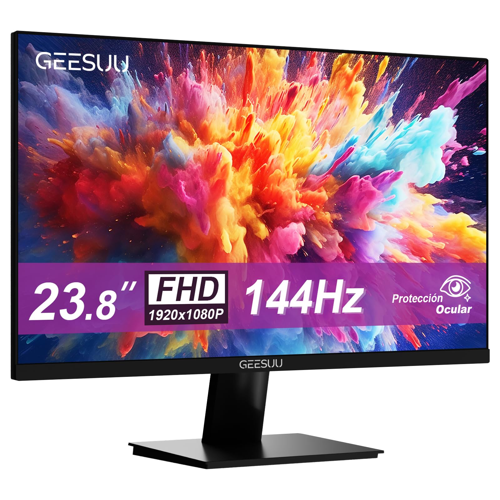 Monitor PC 24 Pulgadas, Computer Gaming Pantalla Ordenador 144Hz, Full HD, VESA 75x75mm, 6ms, VA, 99% sRGB, Luz Azul Baja, HDMI 2.0, DP1.2 - 2