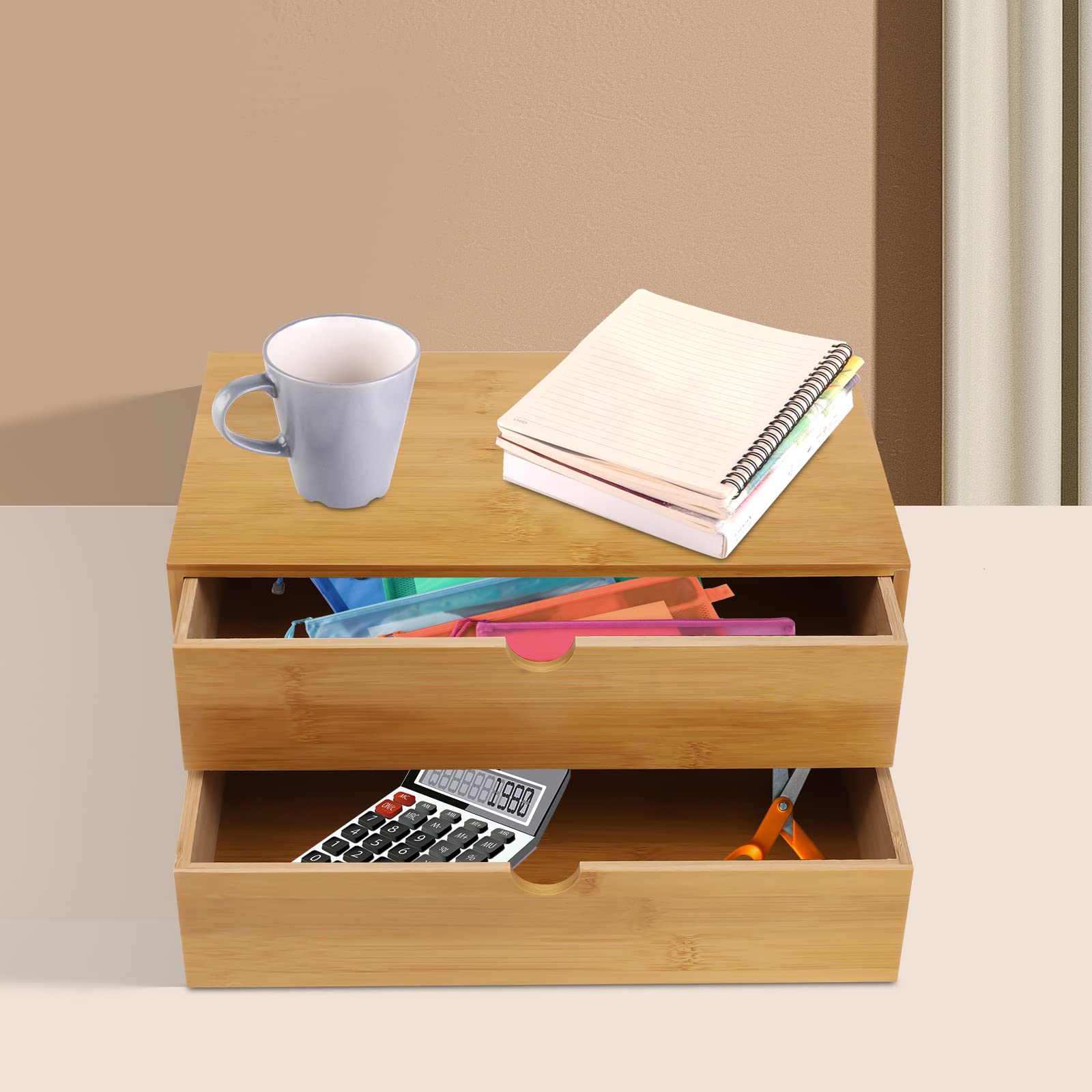 Organizer da scrivania in legno, mini cassetti da scrivania, organizer da scrivania (tipo 1 (2 cassetti)