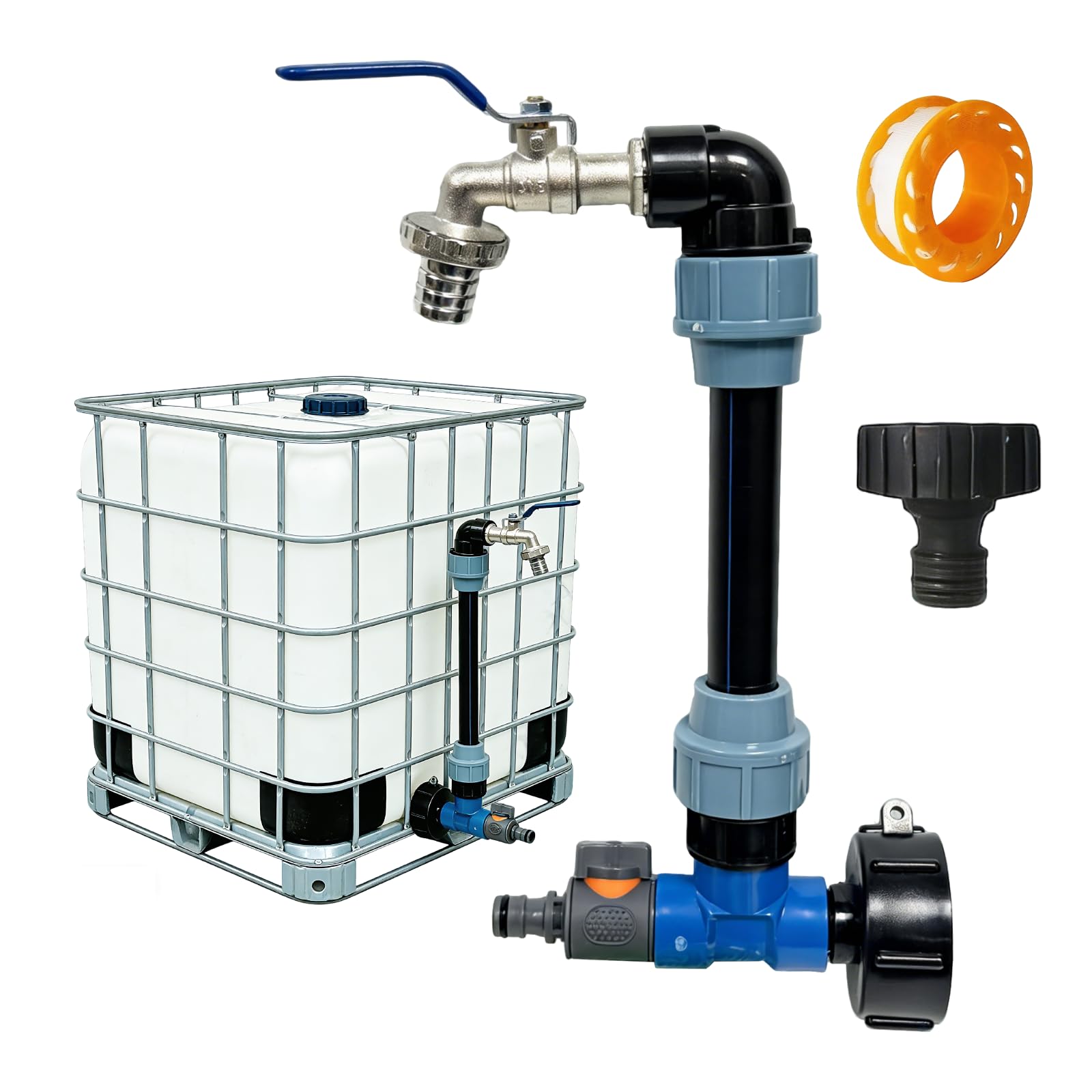 1000 Liter Gooseneck Tank Tap,2 In 1 Ibc Tank Adapter Water Tank 1000 Liters,Valve Set For Ibc,Valve And Gooseneck Tube Included 3/4 Inch