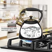 Vista 4 de Tetera - Teteras de 2.9 Cuartos para Estufa con Silbato, Tetera Silbante de Acero Inoxidable, Teteras para Estufa, Tetera con Silbato