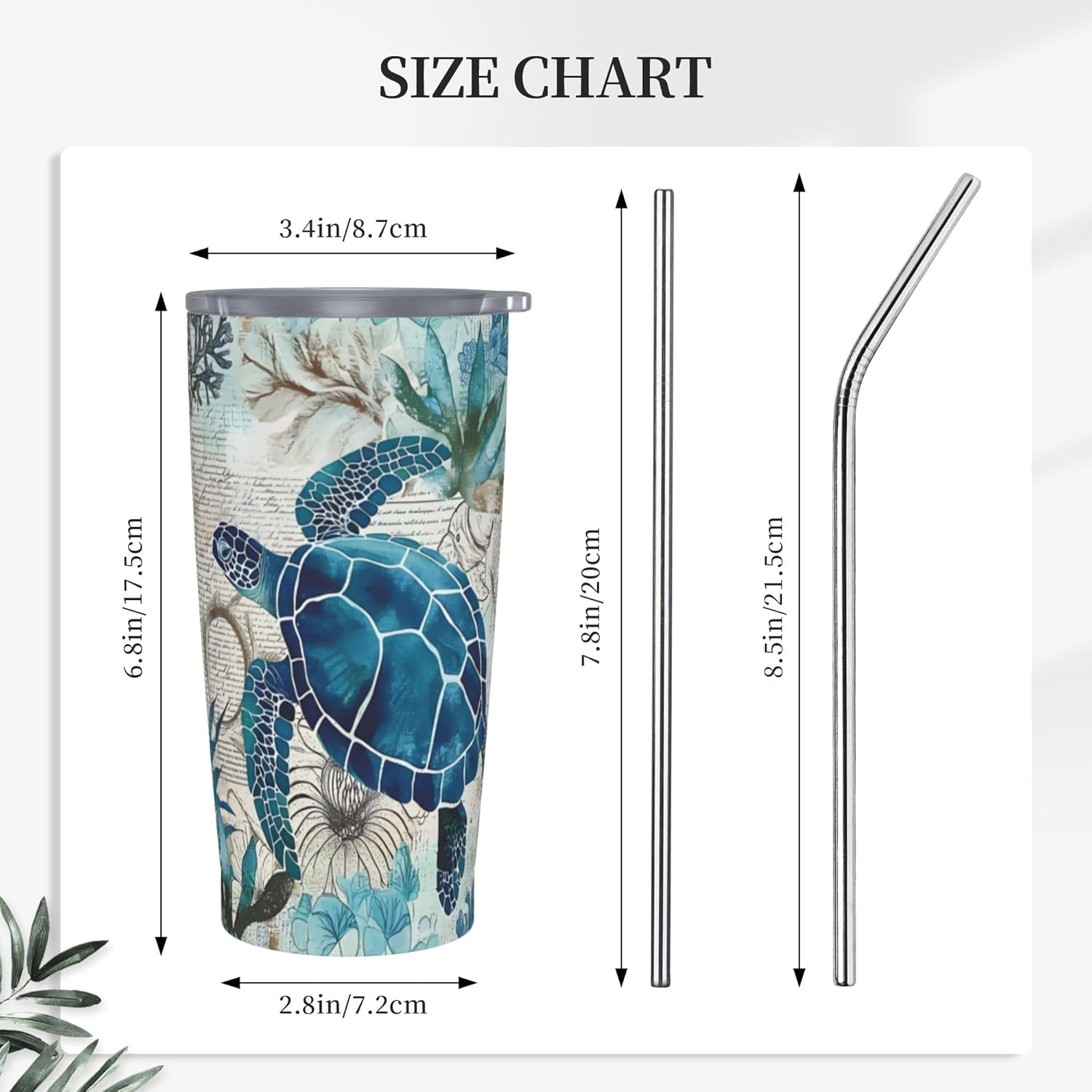 Sea Turtle Tumbler with Lid and Straw 20 oz Stainless Steel Cup Insulated Tumbler Coffee Mug for Home Office or Car Christmas Birthday Gifts - Image 4