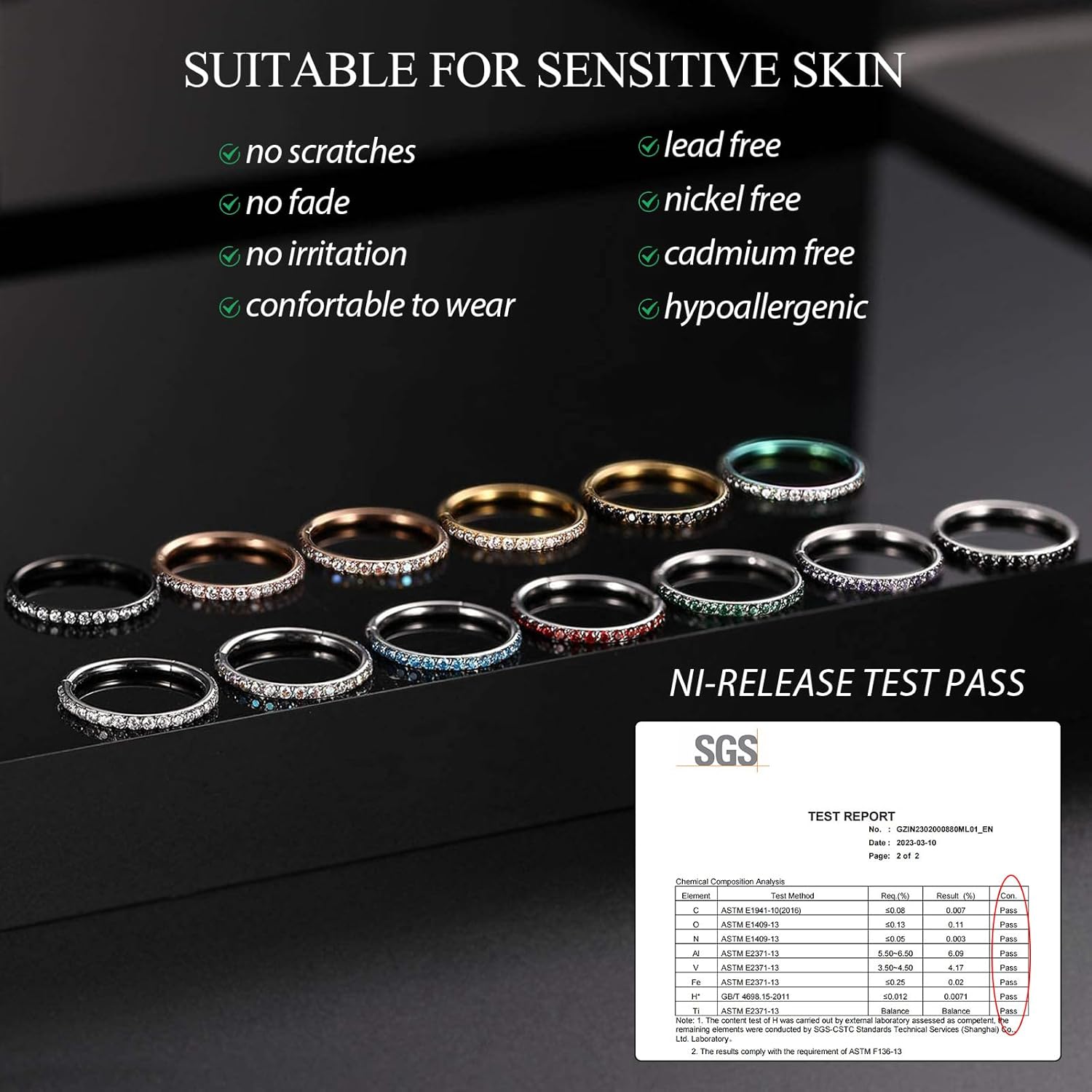 PEAKLINK Nose Ring 316L Surgical Steel Helix Cartilage Conch Earring with Gem Septum Clicker Daith Rook Tragus Lip Belly Ear Lobe Piercing Jewelry Nose Hoop, Diameter 5mm to 12mm - Image 4