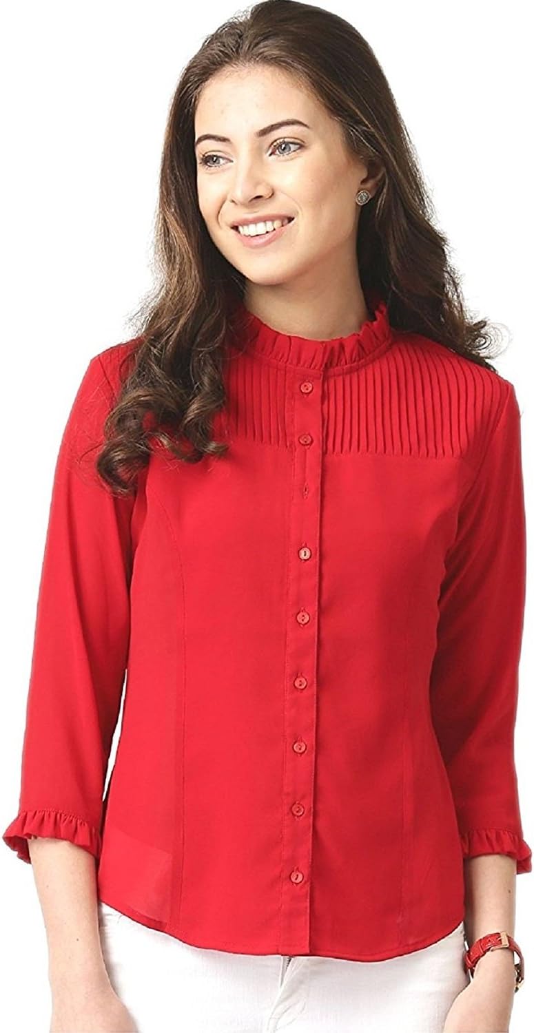 J B Fashion Women Shirt for Jeans Plain Diamond Shirt Office were Stylish Casual Women/Girls Shirt
