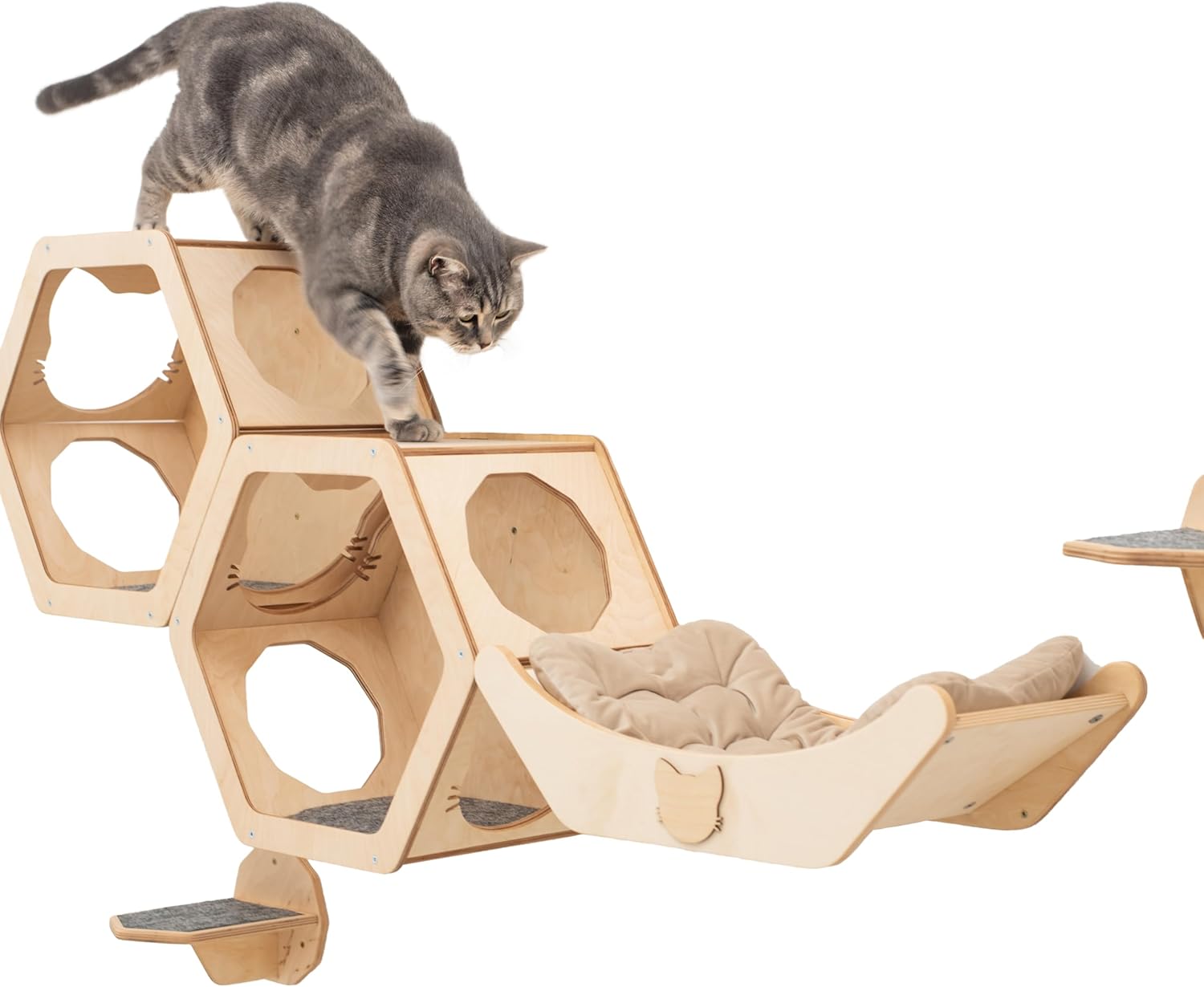 Wall Cat Shelves Wood Cat Wall Shelves Furniture - Wooden Shelf Mounted Furniture - Indoor Cats Rustic Decor Lover Gift