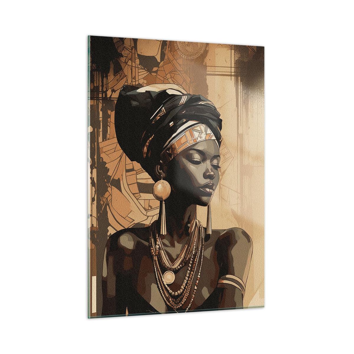 Vidrios decorativos 50x70cm Cuadro Sobre Vidrio Moderno Afroamericano Mujer Retrato Dormitorio Cocina Cuadros Pared Impresiones Decoracion Salon Impresión en Cristal Wall Art Prints GPA50x70-6211