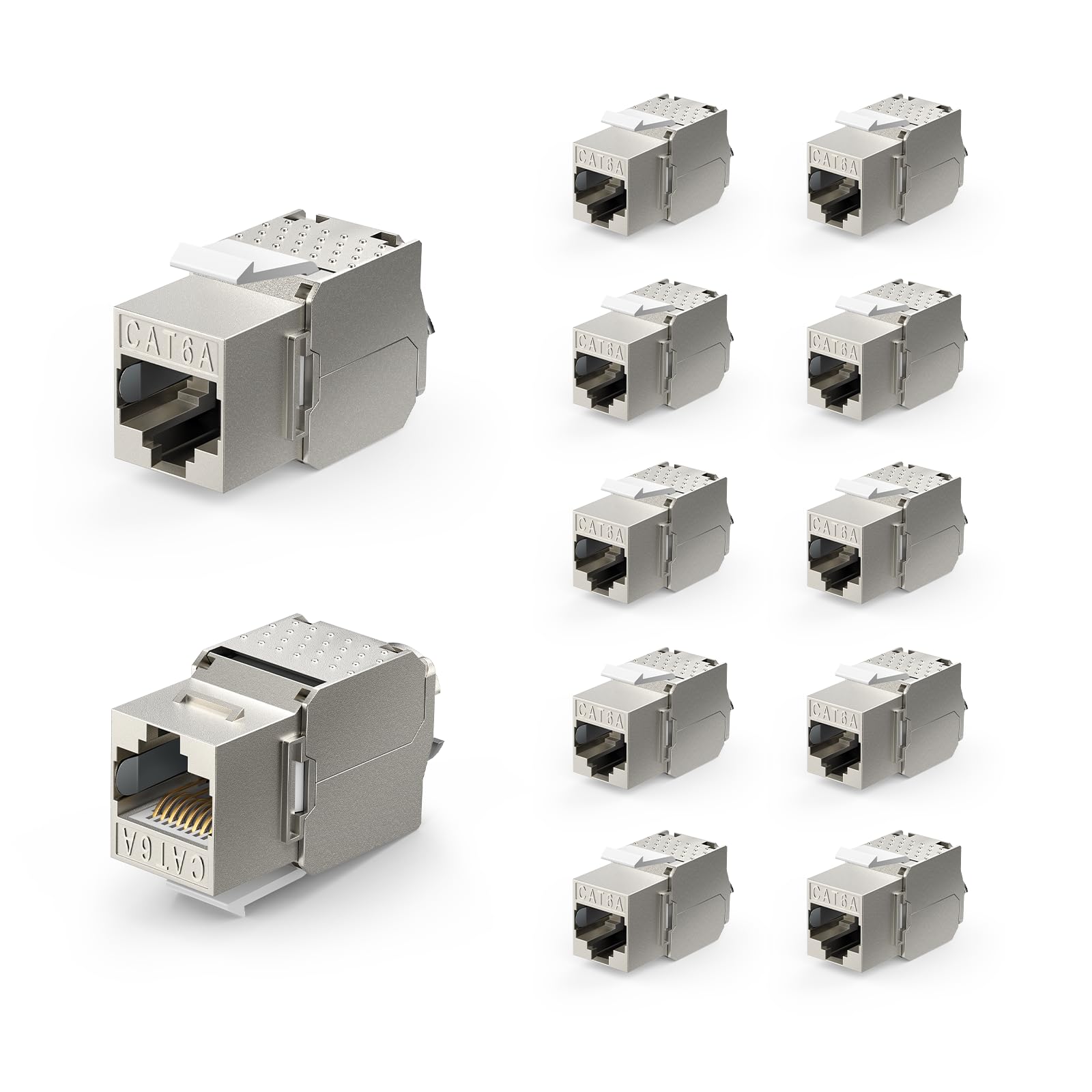 VCE RJ45 Cat6A Shielded Keystone Jacks 12-Pack, 10Gbps Easy