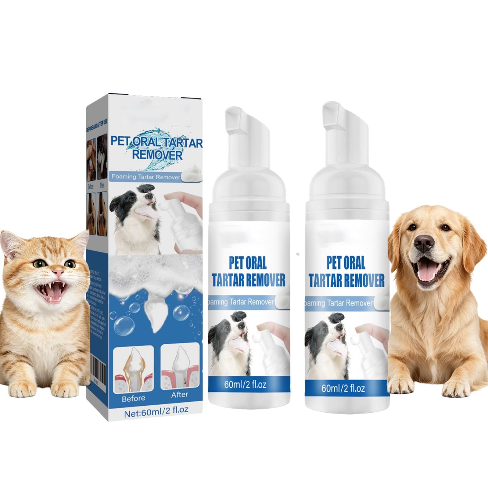Pet Dental Tartar Remover - Oral Spray for Dogs Teeth Cleaning, Pet Dental Foaming Care Spray, Dog Breath Freshener, Support Healthy Gums,Reduce Tartar for Cats and Dogs (2pcs)