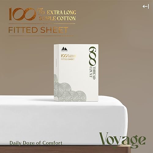 Miniatura 54 de MAYFAIR LINEN 100% Egyptian Cotton Fitted Sheet Twin Size - 600 Thread Count 16" Deep Pocket Twin Fitted Sheet Only, Soft Cooling Elastic Bottom